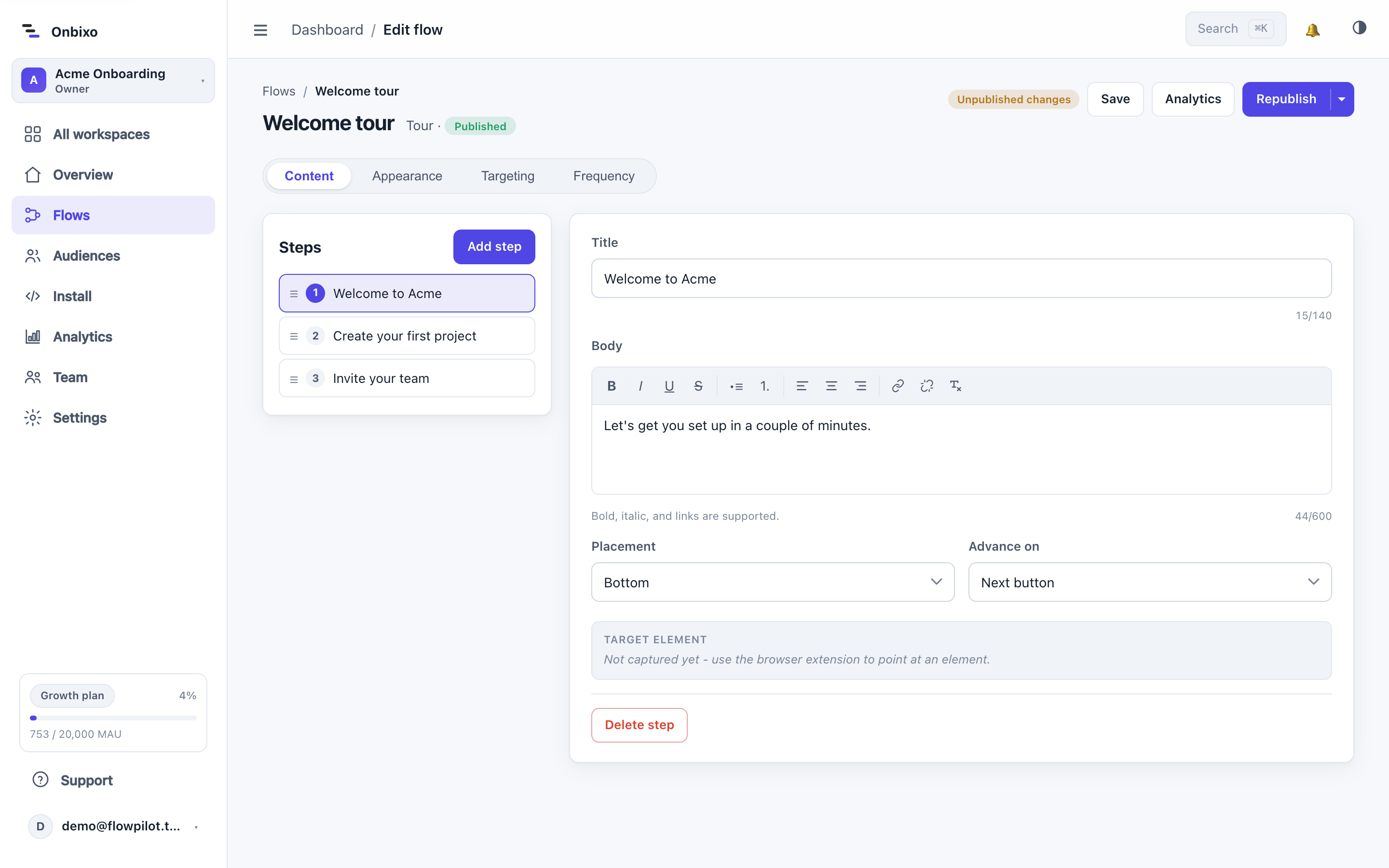 The visual editor
