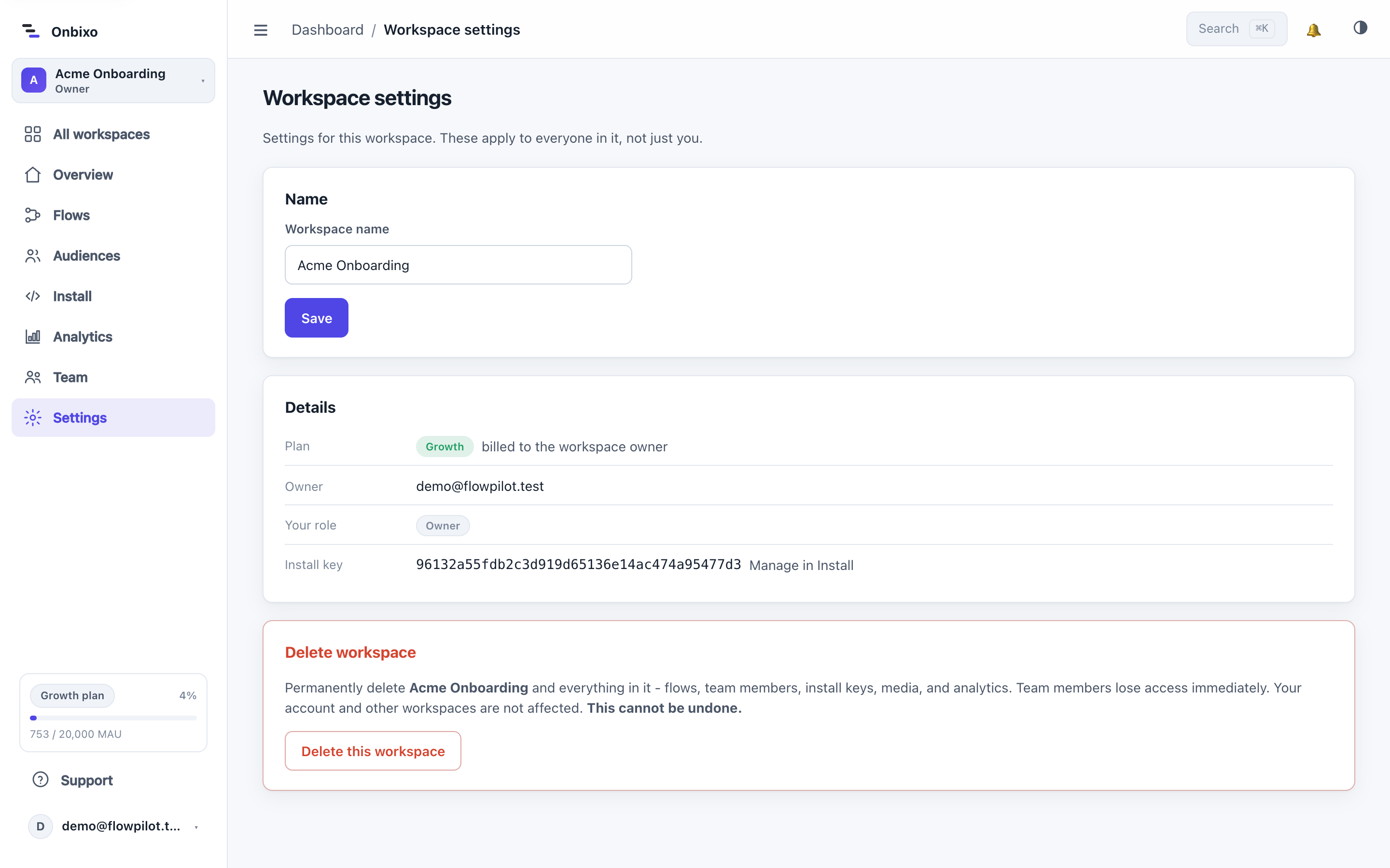 Workspace settings